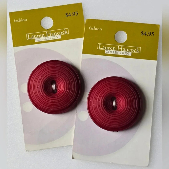 2 Red Lauren Hancock Collection Buttons by Dritz Italy - Picture 1 of 4